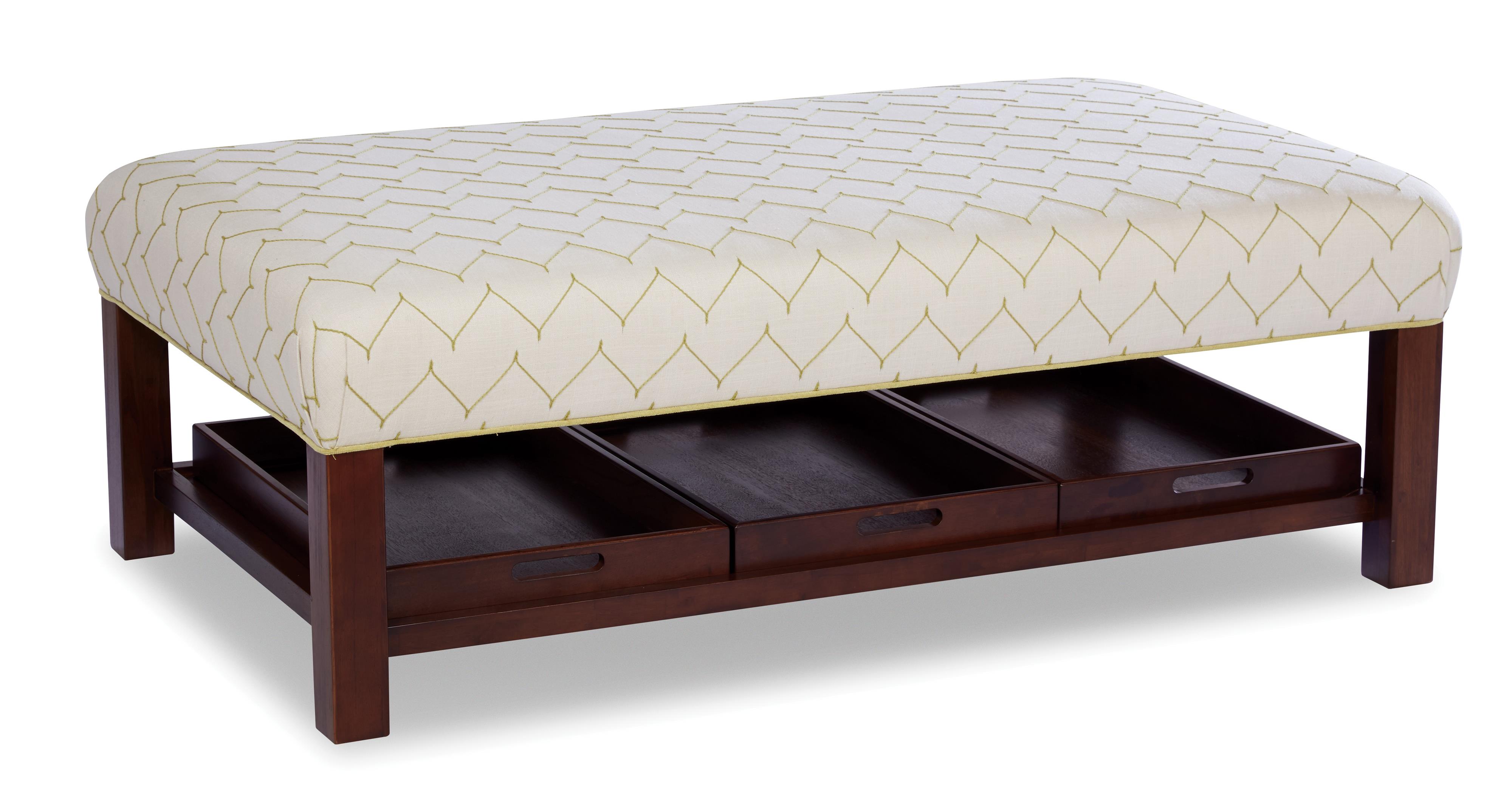 Contemporary Storage Bench Ottoman with Three Storage Trays
